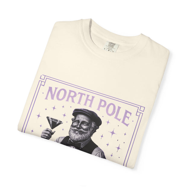 North Pole Speakeasy T-Shirt, Holiday T-Shirt, Unisex Christmas Tee, Vintage Style Tee, Fun Santa Shirt, Festive Gift Idea