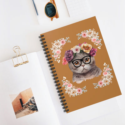 Geeky Goodess Dark Gray Cat Spiral Notebook