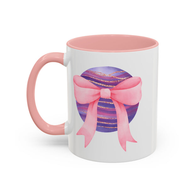 Pink/Purple Planet Wrapped In A Bow Accent Coffee Mug