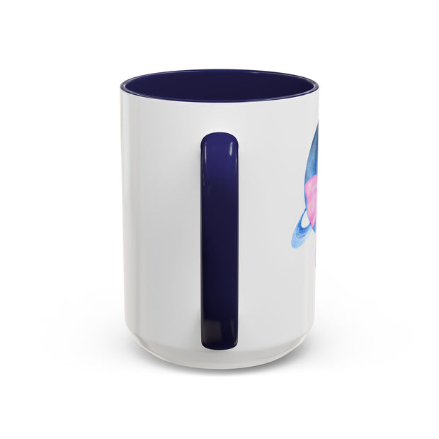 Blue Saturn Wrapped In A Pink Bow Accent Coffee Mug