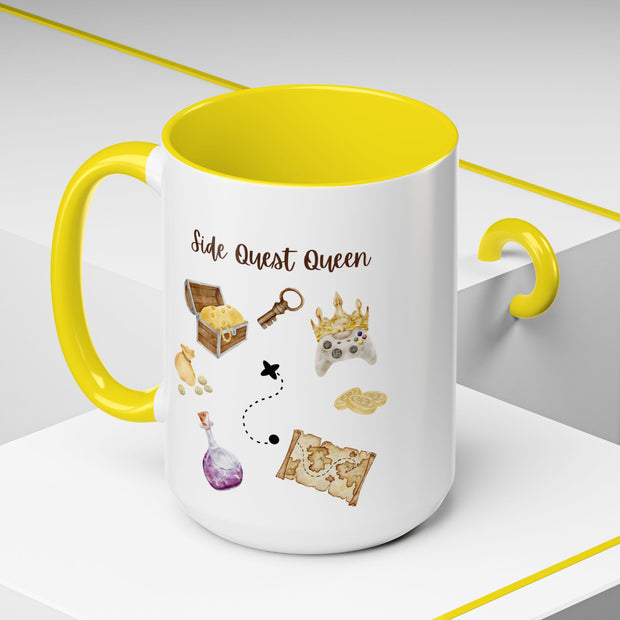'Side Quest Queen' Accent Coffee Mug