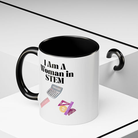 'I Am A Woman In STEM' Accent Coffee Mug
