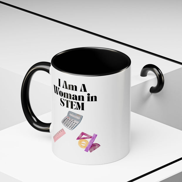 'I Am A Woman In STEM' Accent Coffee Mug