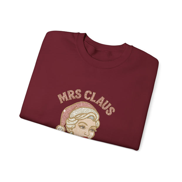 Mrs Claus Glam Squad Sweatshirt | Retro Mrs. Claus Illustration, Christmas Holiday Crewneck