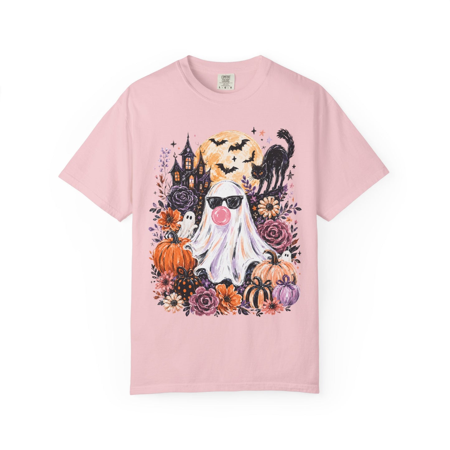 Cute Sunglasses Ghost Halloween T-shirt | Pumpkin, Black Cat, Haunted House