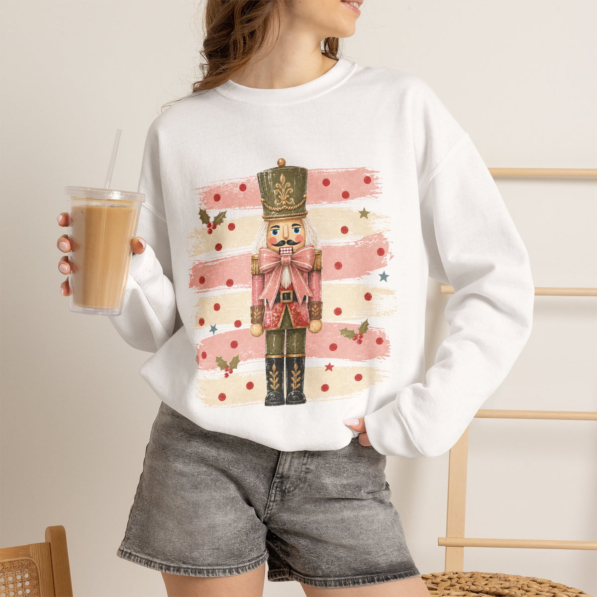 Coquette Nutcracker Sweatshirt, Pink Bow Christmas Crewneck, Nutcracker Christmas Shirt, Girly Holiday Sweatshirt, Vintage Christmas Gift