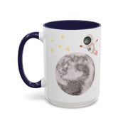 Astronaut Flying To The Moon Accent Coffee Mug