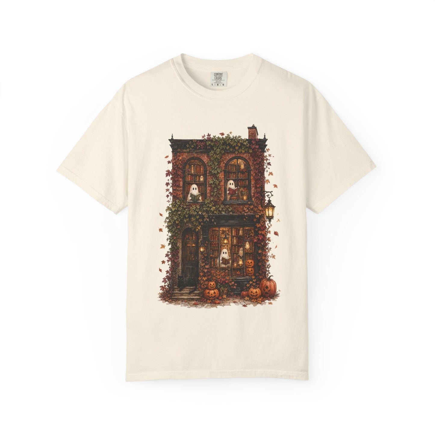 Haunted Bookstore T-Shirt, Cozy Book Lover Halloween Shirt, Ghost Library Tee, Dark Academia Fall Graphic, Spooky Reader Gift