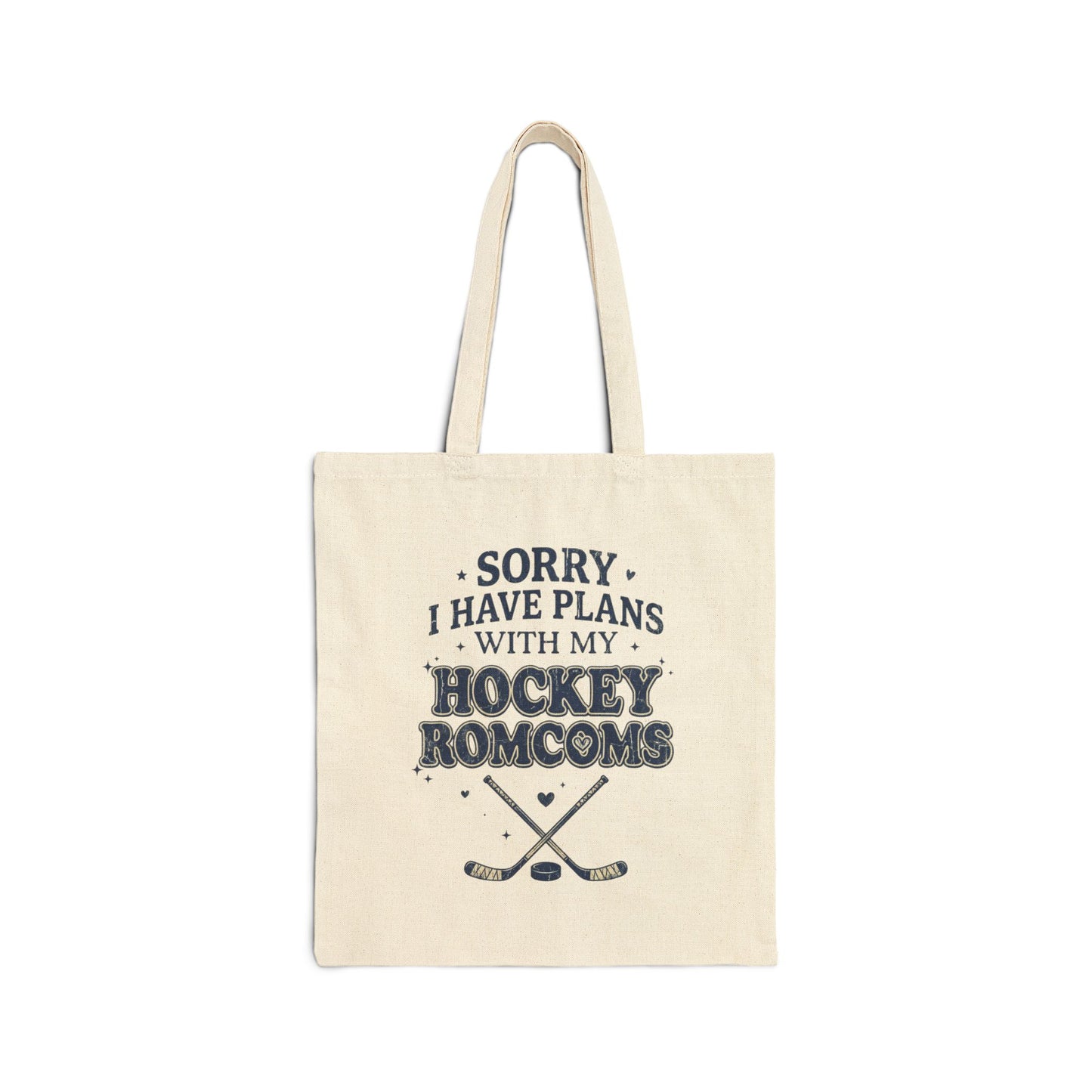 Sorry I Have Plans With My Hockey Romcoms Tote Bag, Hockey Romance Booktok Canvas Tote, Sports Romance Reader Gift