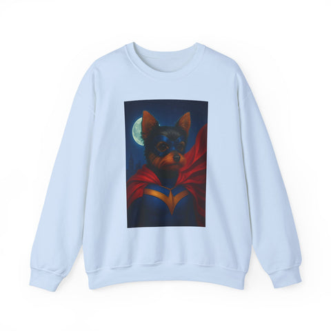 Superhero Yorkie Dog Sweatshirt, Cozy Animal Lover Crewneck, Pet Tribute Apparel, Unique Gift for Dog Lovers, Perfect for Casual Outings