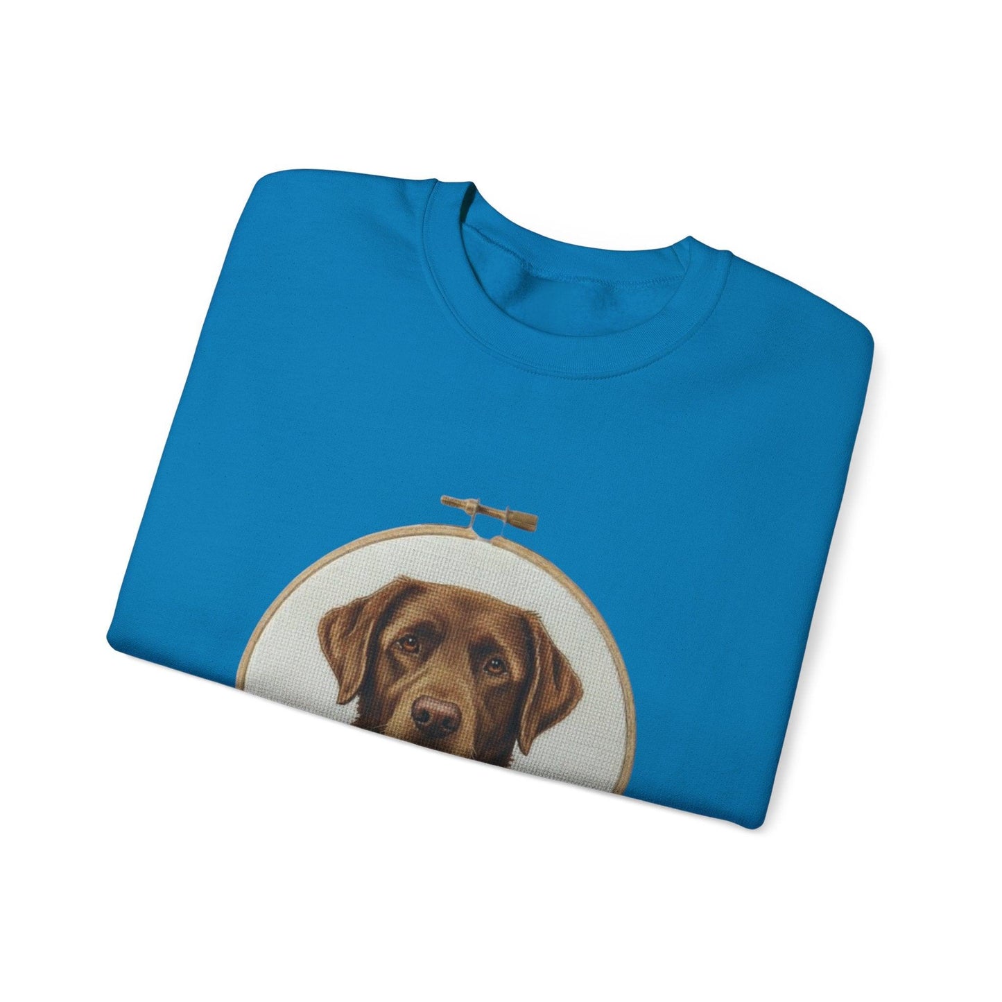 Chocolate Labrador Portrait Sweatshirt | Floral Hoop Embroidery Art