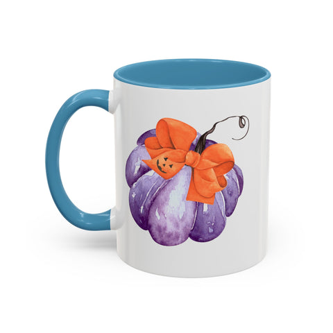 Purple Pumpkin Wrapped In A Bow Accent Coffee Mug