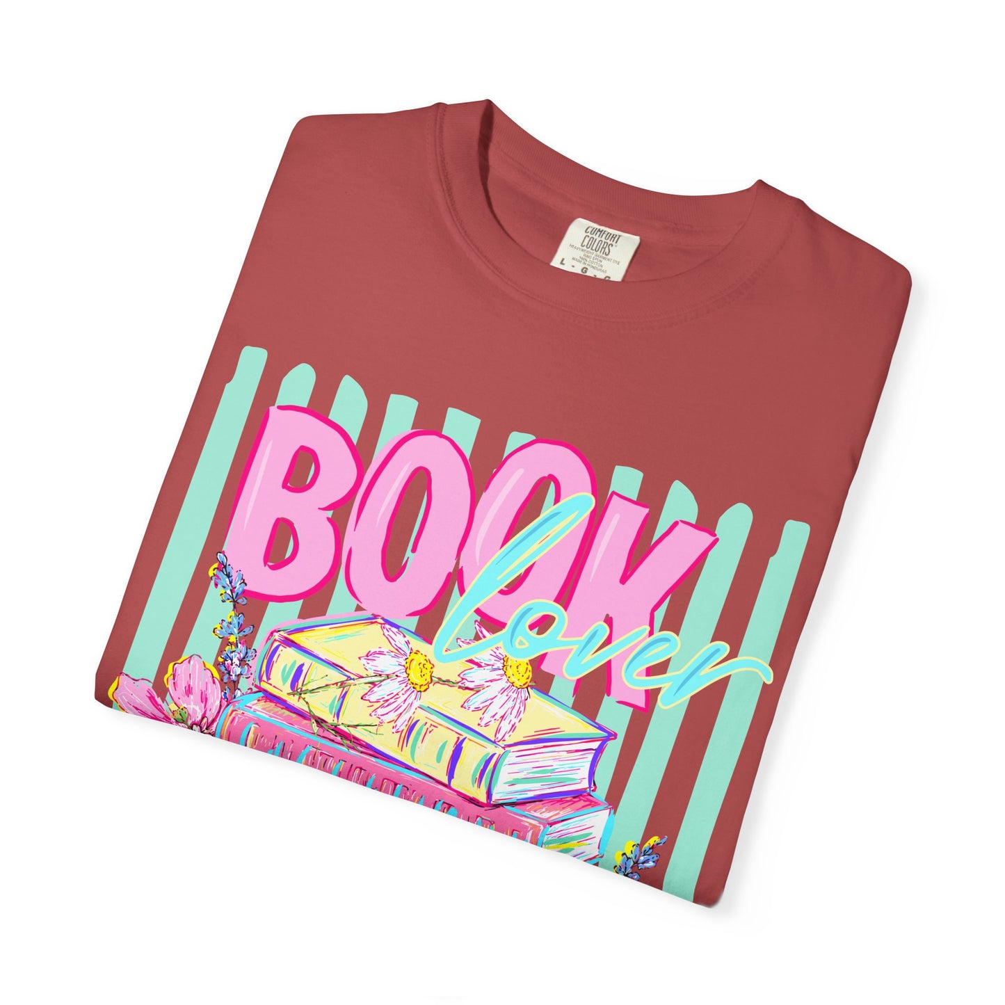 Book Lover Stack T-Shirt, Pastel Book Stack Floral Tee, Cozy Reader Shirt, Booktok Graphic T-Shirt, Cute Bookish Gift for Women