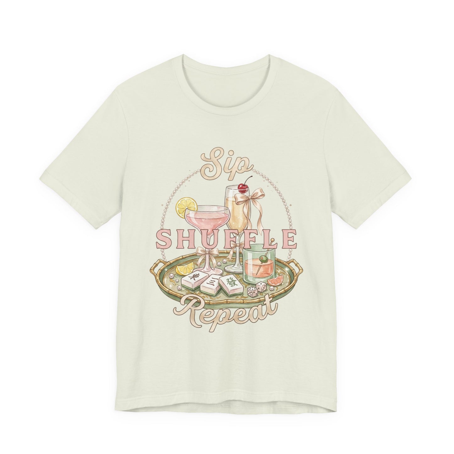 Sip Shuffle Repeat Shirt, Mahjong Social Club Tee, Pastel Girls Night Graphic Shirt, Mahjong Lover Gift