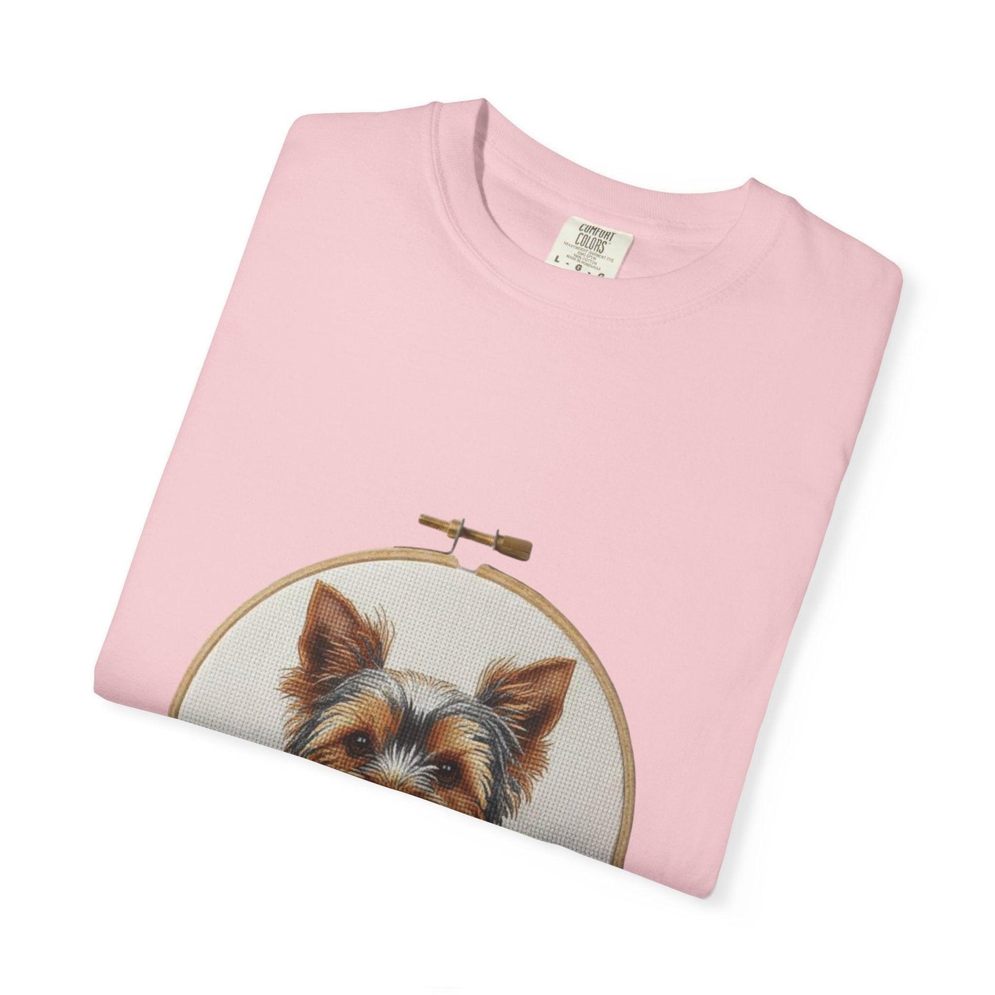 Yorkshire Terrier Portrait T-Shirt | Embroidery Hoop Dog Illustration