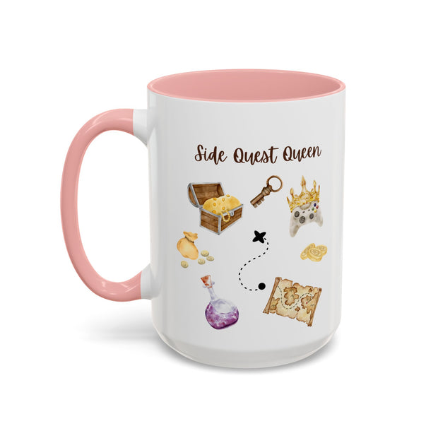 'Side Quest Queen' Accent Coffee Mug