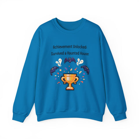 'Achievement Unlocked: Survived A Haunted House' Unisex Crewneck Sweatshirt