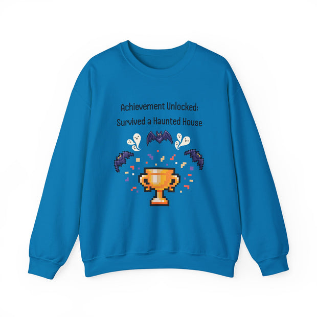 'Achievement Unlocked: Survived A Haunted House' Unisex Crewneck Sweatshirt