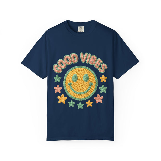 Good Vibes T-Shirt, Unisex Garment-Dyed Tee, Positive Vibe Shirt, Casual Wear, Gift for Friends, Summer Style