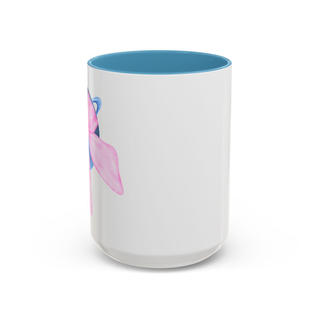 Blue Saturn Wrapped In A Pink Bow Accent Coffee Mug