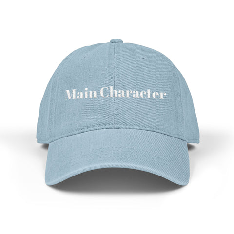'Main Character' Denim Embroidered Cap
