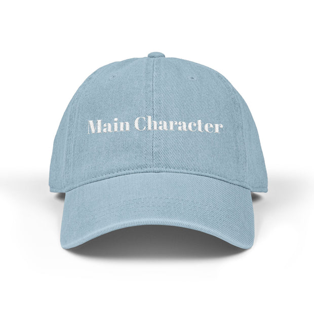 'Main Character' Denim Embroidered Cap