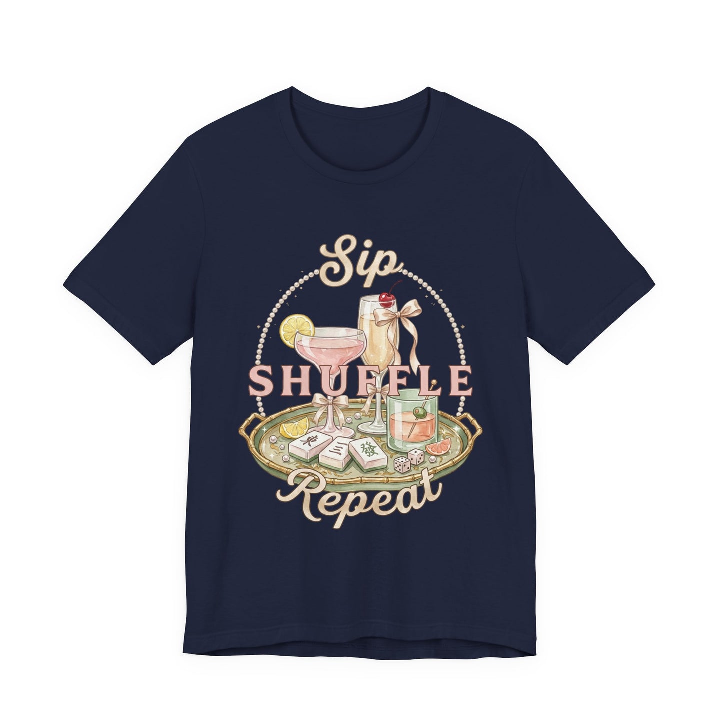 Sip Shuffle Repeat Shirt, Mahjong Social Club Tee, Pastel Girls Night Graphic Shirt, Mahjong Lover Gift