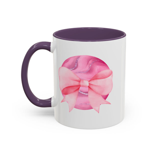 Pink Planet Wrapped In A Bow Accent Coffee Mug