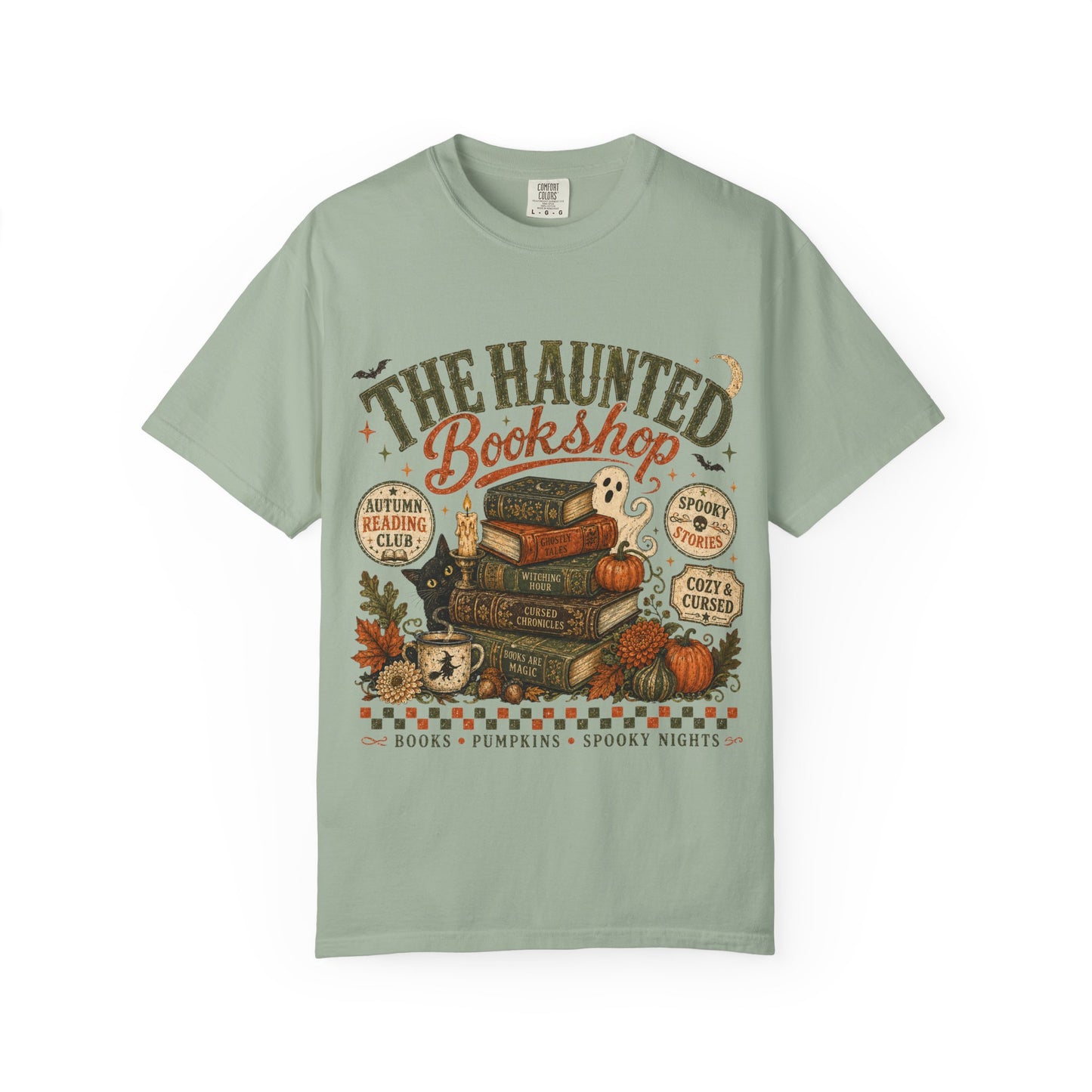 The Haunted Bookshop T-Shirt, Spooky Book Lover Shirt, Cozy Autumn Reading Tee, Halloween Bookstore Graphic, BookTok Reader Gift