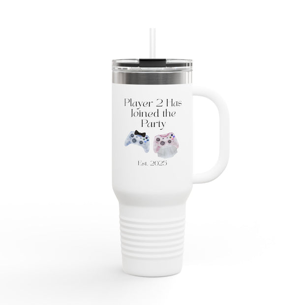 'Player 2 Has Joined The Party' 'Est. 2025' Insulated Travel Mug, 40oz