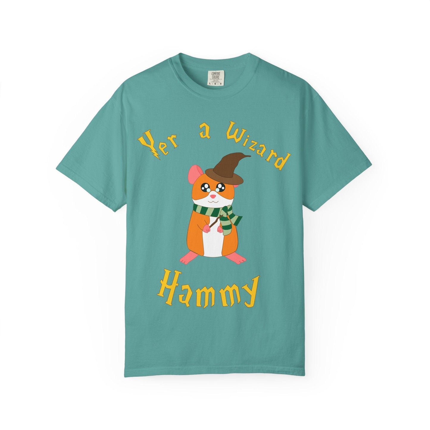Hammy Wizard Hamster T-Shirt | Cute Wizard Hat Scarf Illustration