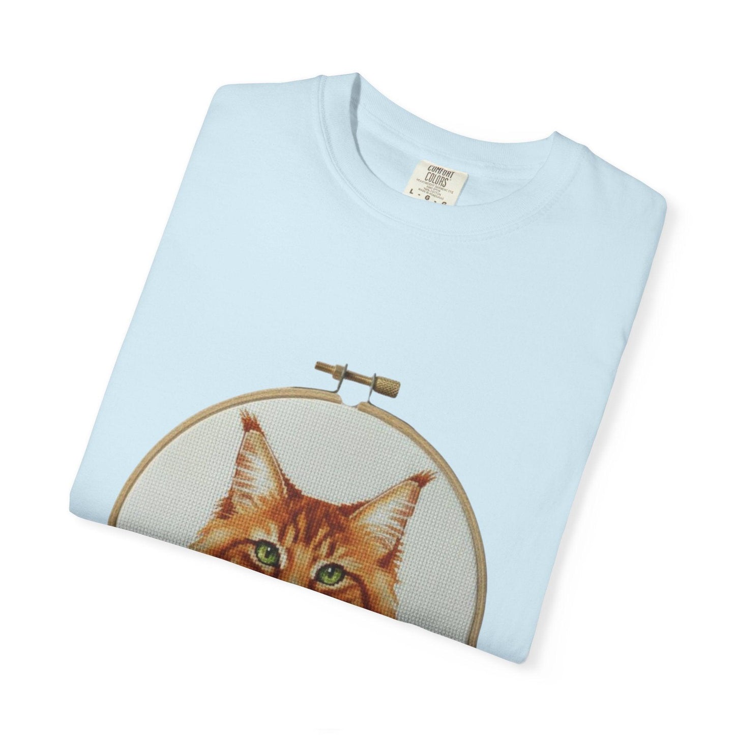 Orange Tabby Cat Portrait T-shirt | Embroidery Hoop Illustration
