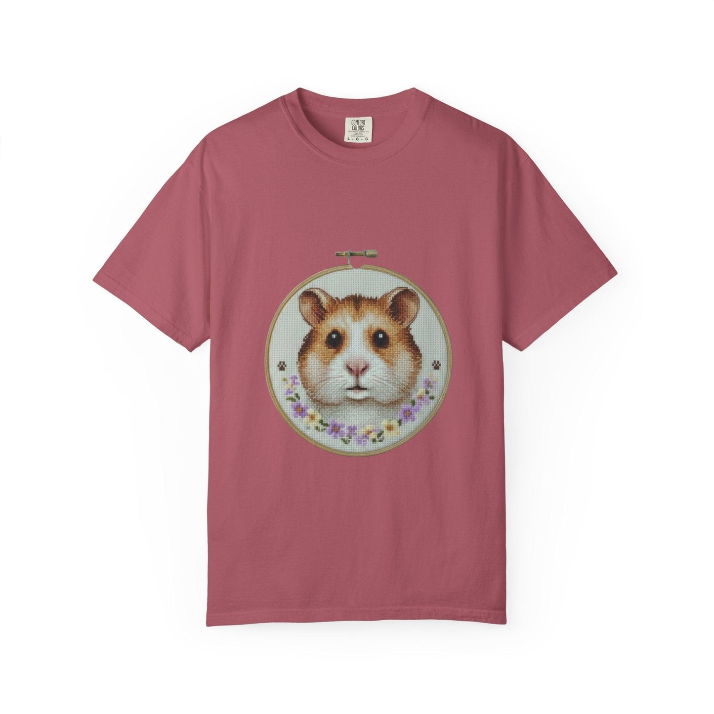 Hamster Portrait Embroidery Hoop T-shirt | Cute Small Pet Illustration
