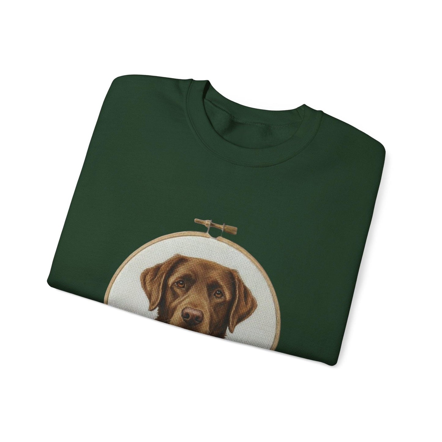 Chocolate Labrador Portrait Sweatshirt | Floral Hoop Embroidery Art