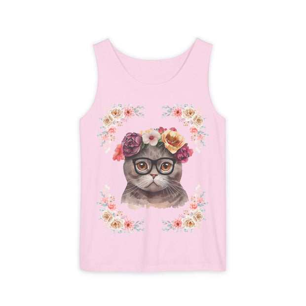 Geeky Goddess Dark Gray Cat Unisex Tank Top
