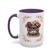Geeky Goddess Dark Gray Cat Accent Coffee Mug
