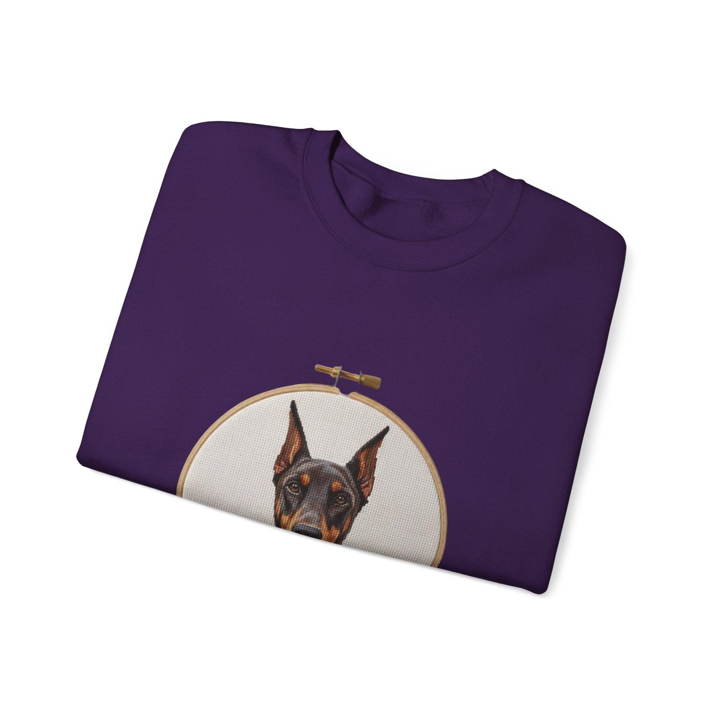 Doberman Portrait Embroidery Hoop Sweatshirt | Dog Face Crewneck