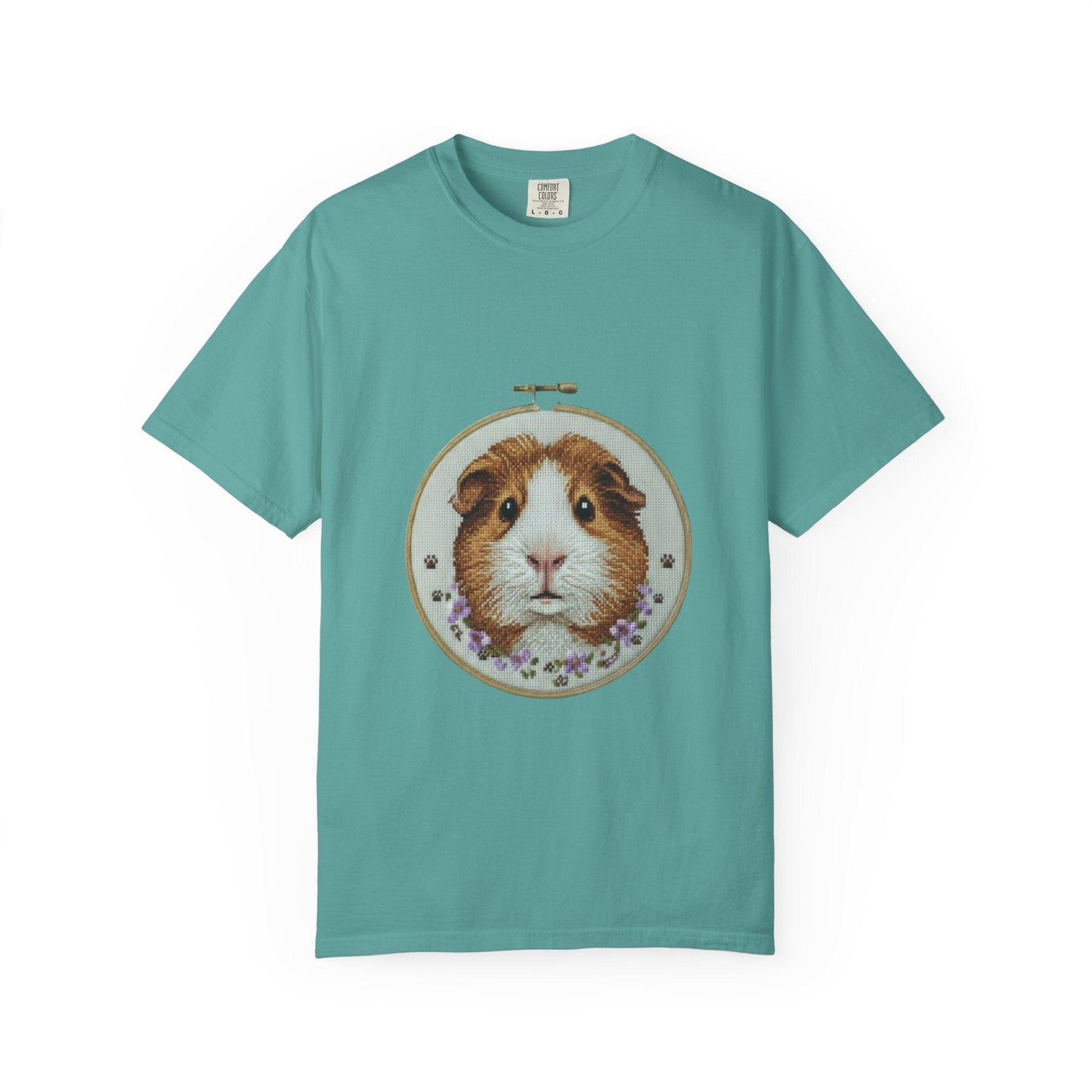 Guinea Pig Portrait T-shirt | Embroidery Hoop Style, Cute Pet Graphic