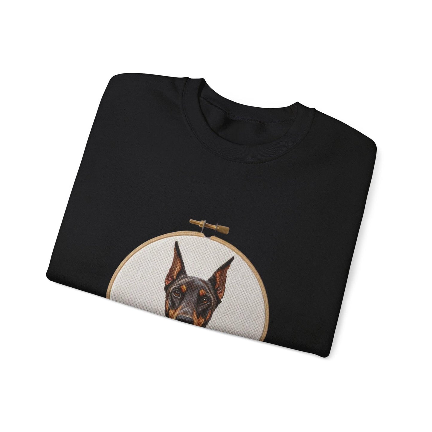 Doberman Portrait Embroidery Hoop Sweatshirt | Dog Face Crewneck