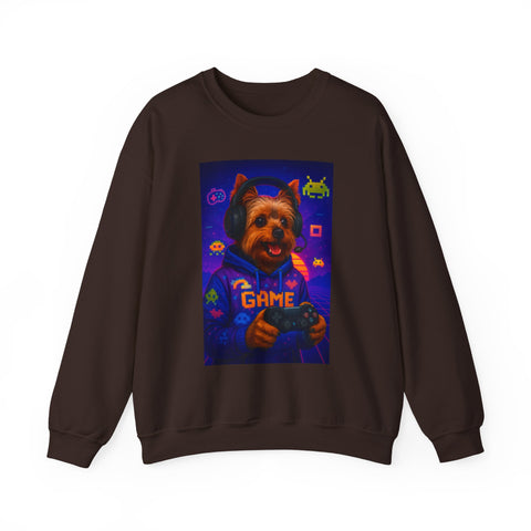 Gaming Yorkie Controller Sweatshirt | Gamer Yorkshire Terrier graphic crewneck