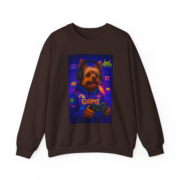 Gaming Yorkie Controller Sweatshirt | Gamer Yorkshire Terrier graphic crewneck