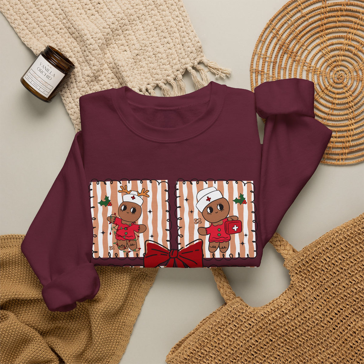 Gingerbread Christmas Sweatshirt, Cute Gingerbread Crewneck, Christmas Bow Sweatshirt, Gingerbread Man Shirt, Funny Holiday Sweater, Christmas Gift