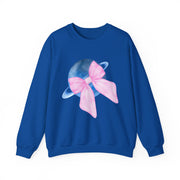 Blue Saturn Wrapped In A Pink Bow Unisex Crewneck Sweatshirt