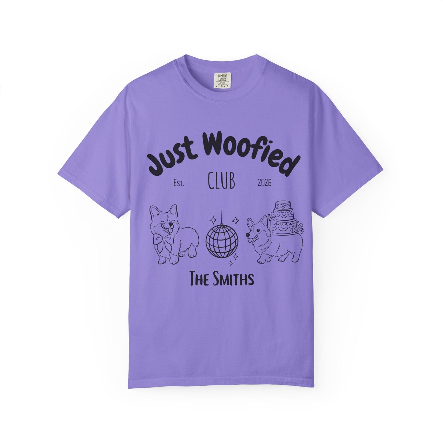 Just Married Dog Wedding Shirt Newlywed Couple Matching T-Shirt Comfort Colors Mr And Mrs Tee Just Woofied Honeymoon Gift For Bride Groom
