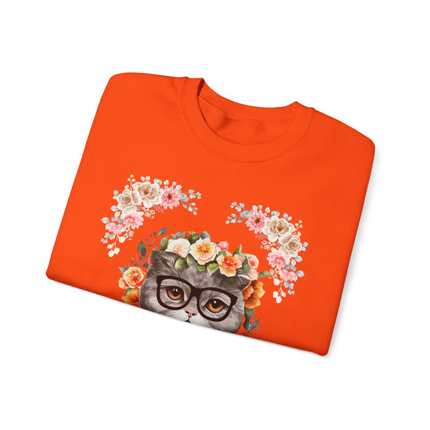 Geek Goddess Gray Cat Unisex Crewneck Sweatshirt