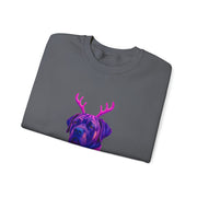 Neon Reindeer English Mastiff Sweatshirt | Dog with Antlers, Holiday Lights Sweater