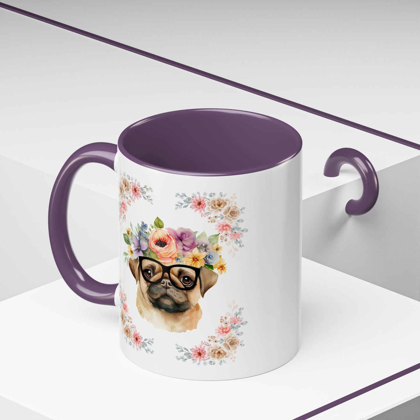 Geeky Goddess Pug Accent Coffee Mug