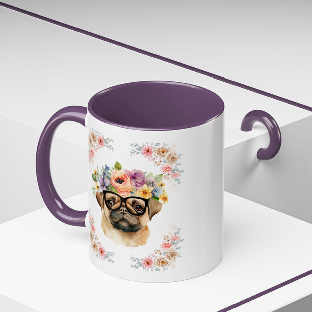 Geeky Goddess Pug Accent Coffee Mug