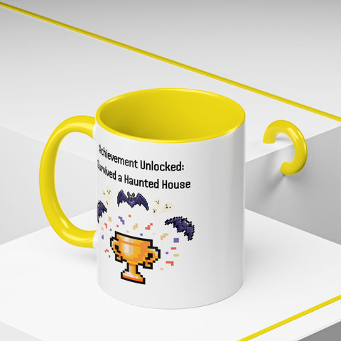'Achievement Unlocked: Survived A Haunted House' Accent Coffee Mug