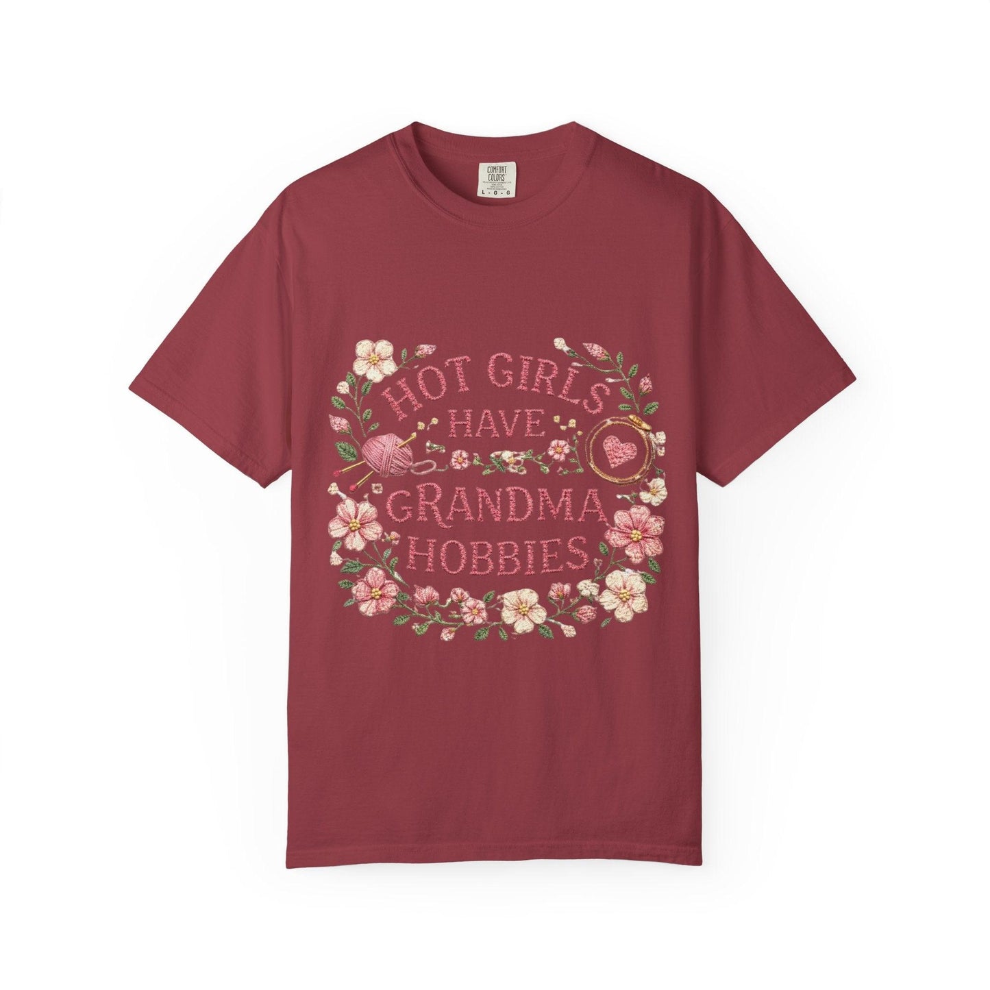 Hot Girls Have Grandma Hobbies T-Shirt | Floral Vintage Script